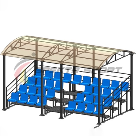 Купить Трибуна для зрителей 4 ряда на 34 места с навесом и перилами в Суоярви 